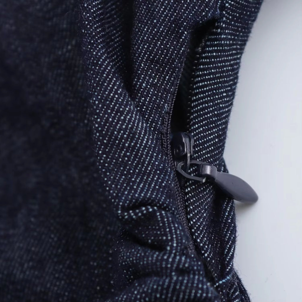 2025 Traf Spring 1975 Series Denim Midi Dress with Lapel and Side Zipper - Elegant Slim Fit Design